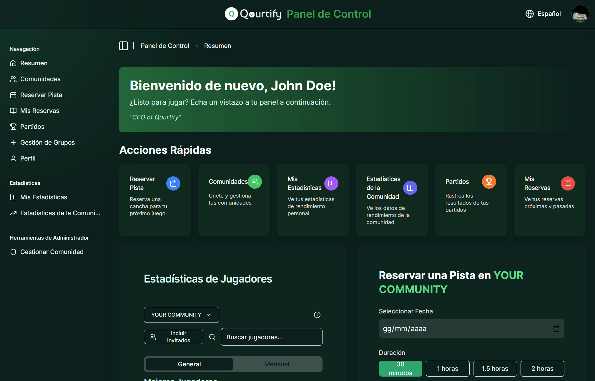 Qourtify desktop interface