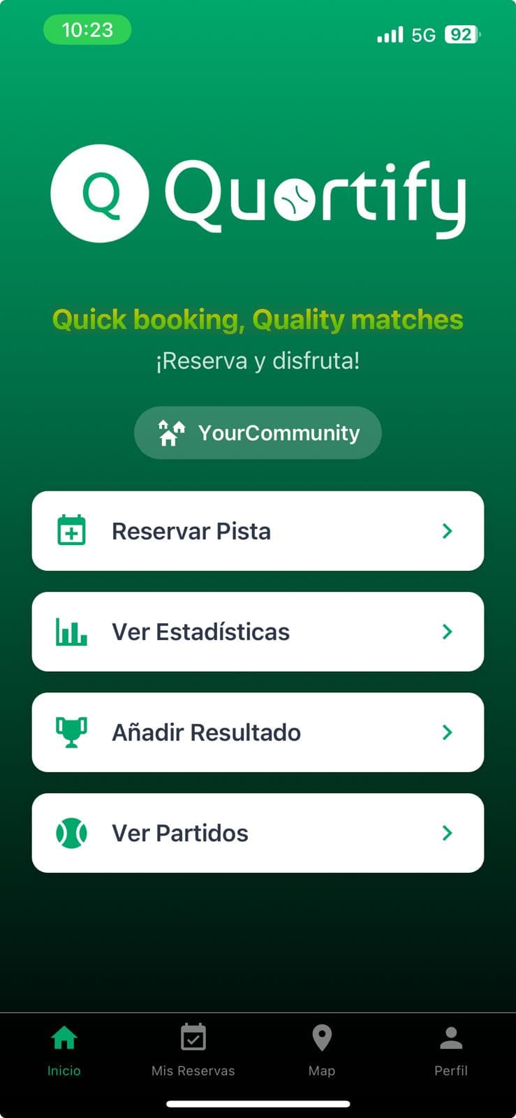 Qourtify mobile interface